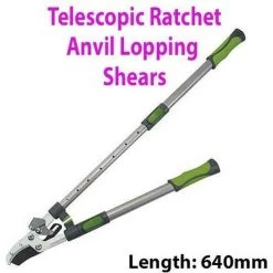 640mm Telescopic Ratchet Anvil Lopping Shears Garden