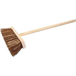 Stiff Bristle Wooden Broom Head & Handle 12in.